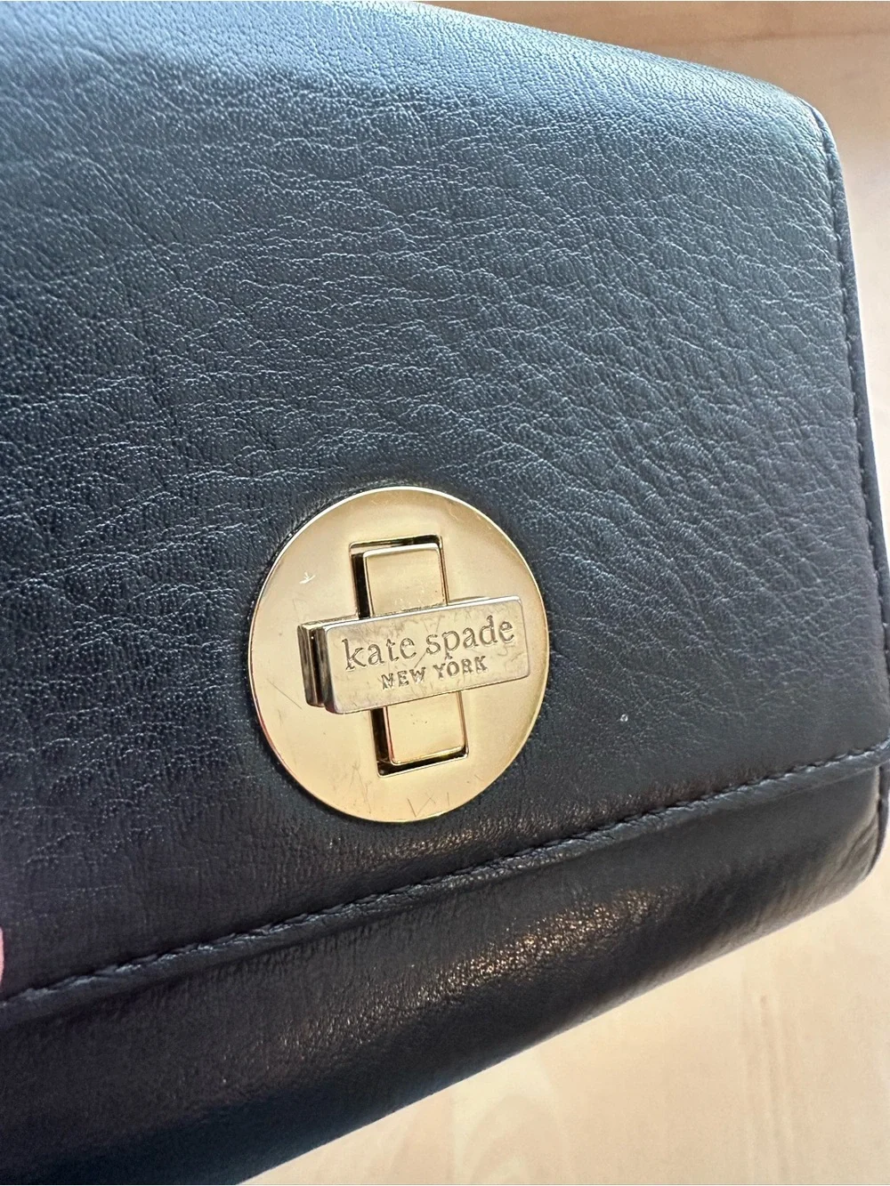 Kate Spade Tri-Fold Pebble Leather Turnlock Small Wallet